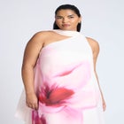 One Shoulder Floral Cape Dress image number null