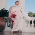 One Shoulder Floral Cape Dress image number null