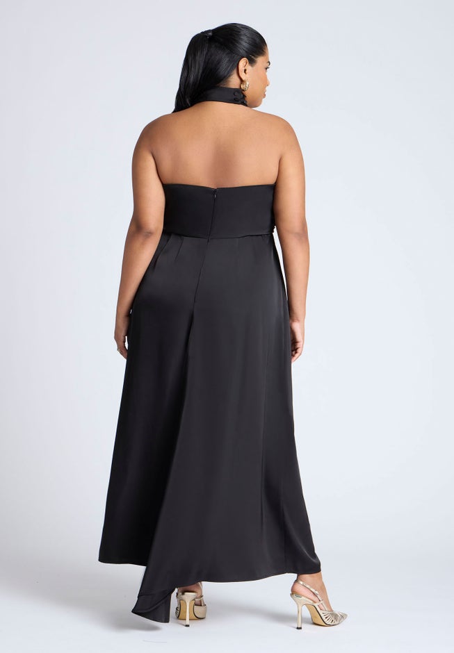 Halter Neck Satin Maxi Dress image number 1