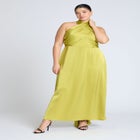Halter Neck Satin Maxi Dress image number null