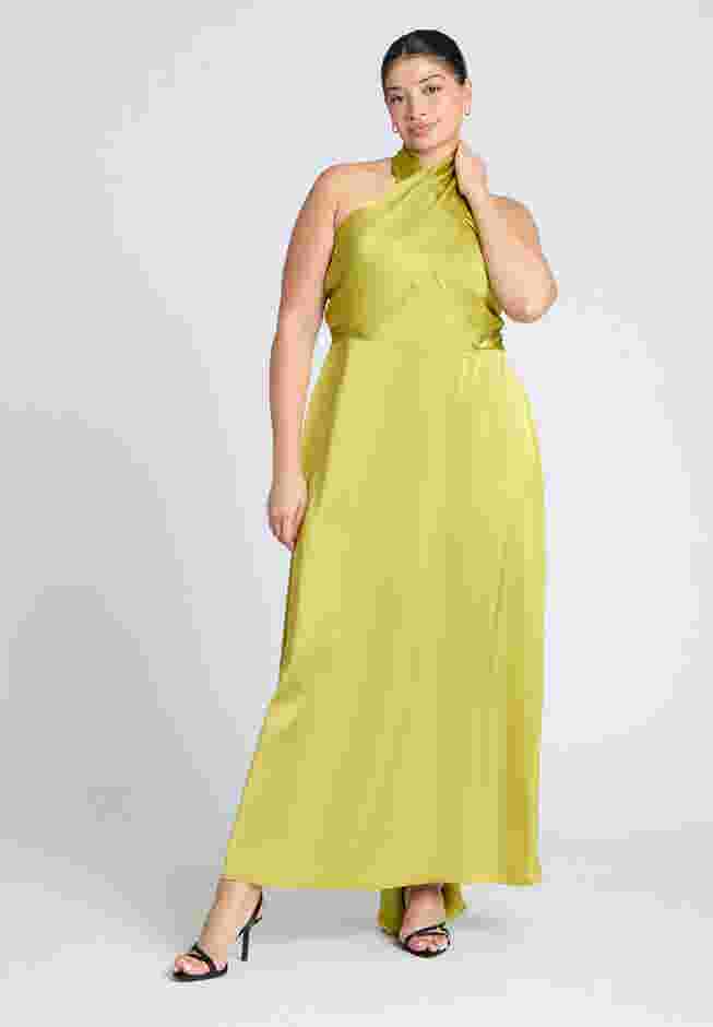 Halter Neck Satin Maxi Dress image number 1