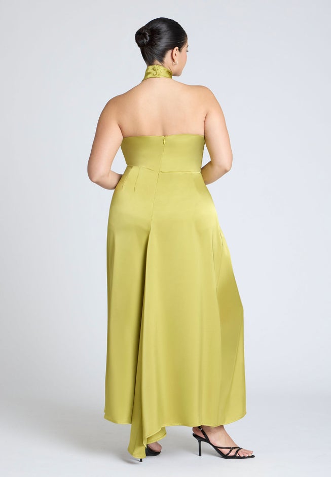 Halter Neck Satin Maxi Dress image number 2