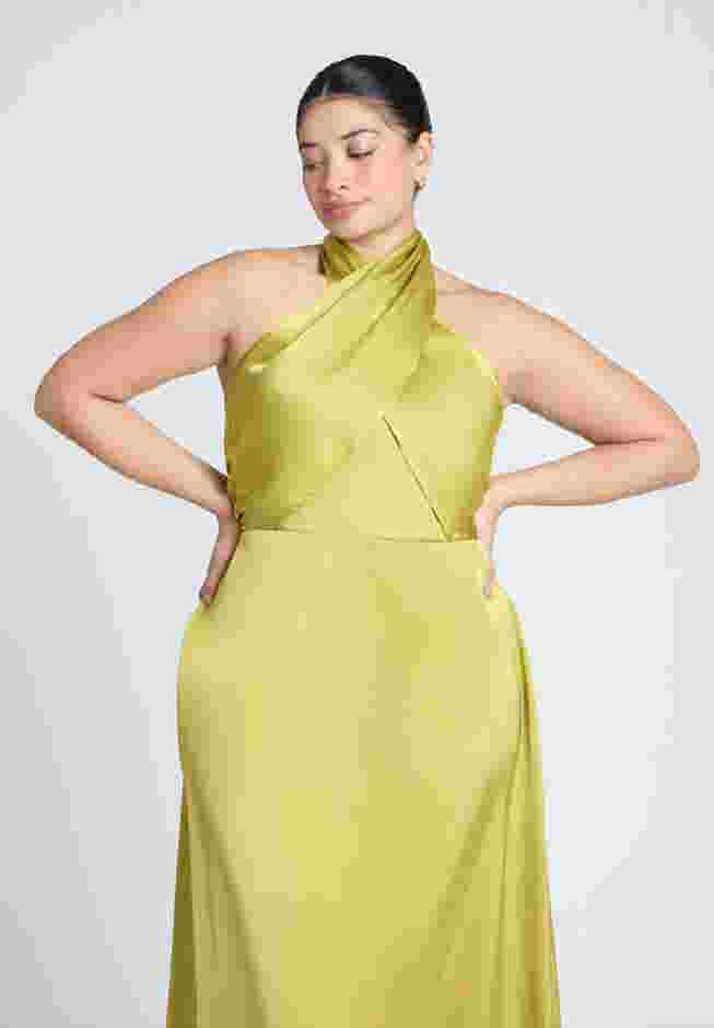 Halter Neck Satin Maxi Dress image number 3