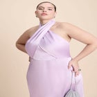 Halter Neck Satin Maxi Dress image number null