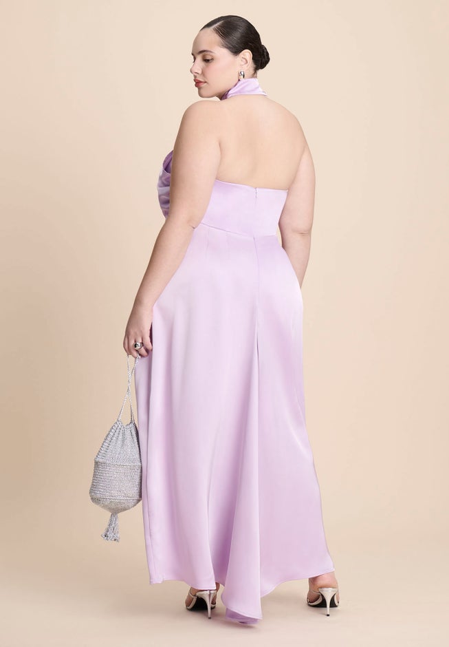 Halter Neck Satin Maxi Dress image number 3