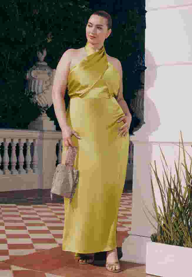 Halter Neck Satin Maxi Dress image number 0