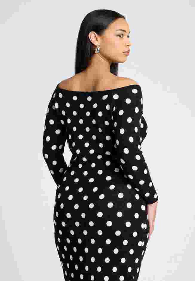 Off The Shoulder Dot Pattern Sweater image number 1