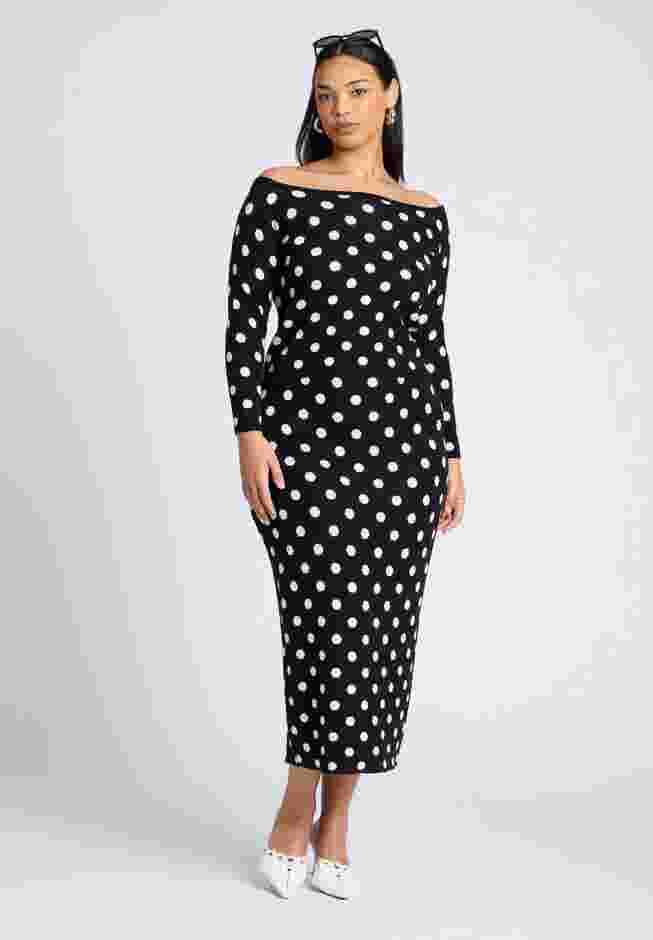 Off The Shoulder Dot Pattern Sweater image number 2