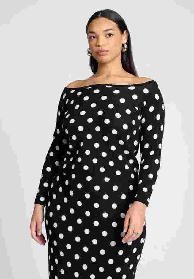 Off The Shoulder Dot Pattern Sweater image number 0