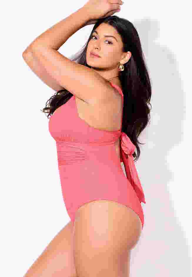 Sparkle Ribbed V-Neck One Piece Swimsuit image number 2