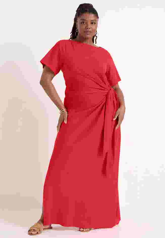 Boatneck Gathered Maxi Dress image number 4