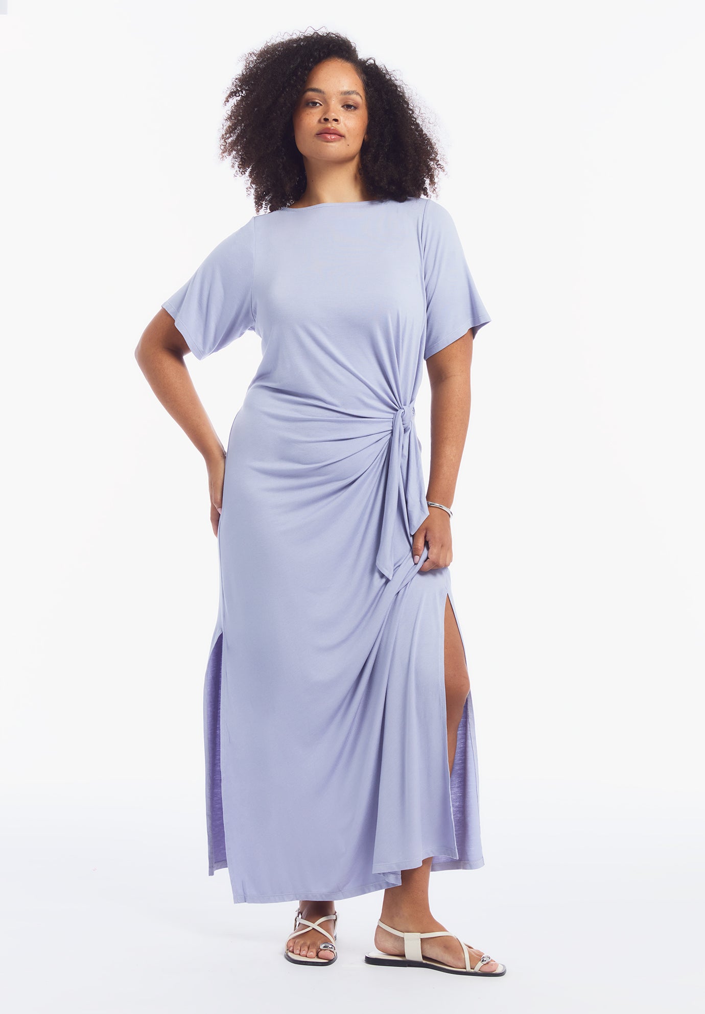 Boatneck Gathered Maxi Dress image number 0