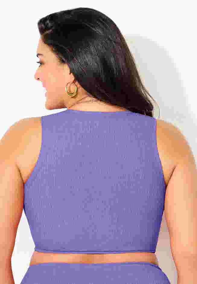 Sparkle Ribbed Twist Front Crop Top image number 1