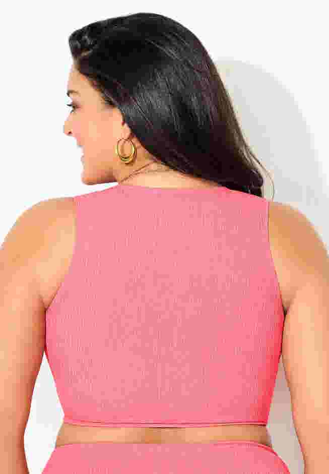 Sparkle Ribbed Twist Front Crop Top image number 1