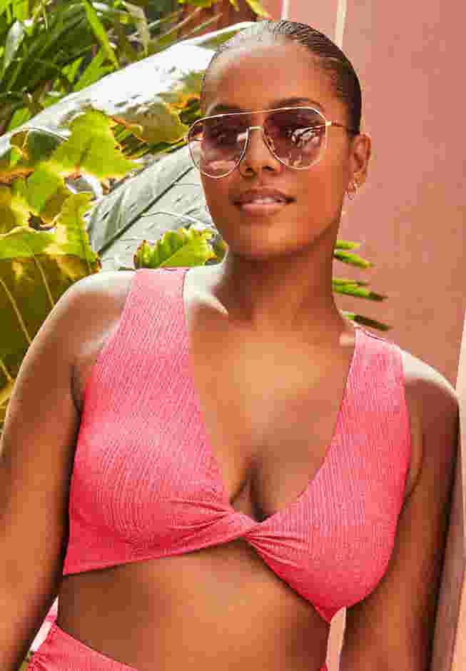 Sparkle Ribbed Twist Front Crop Top image number 0