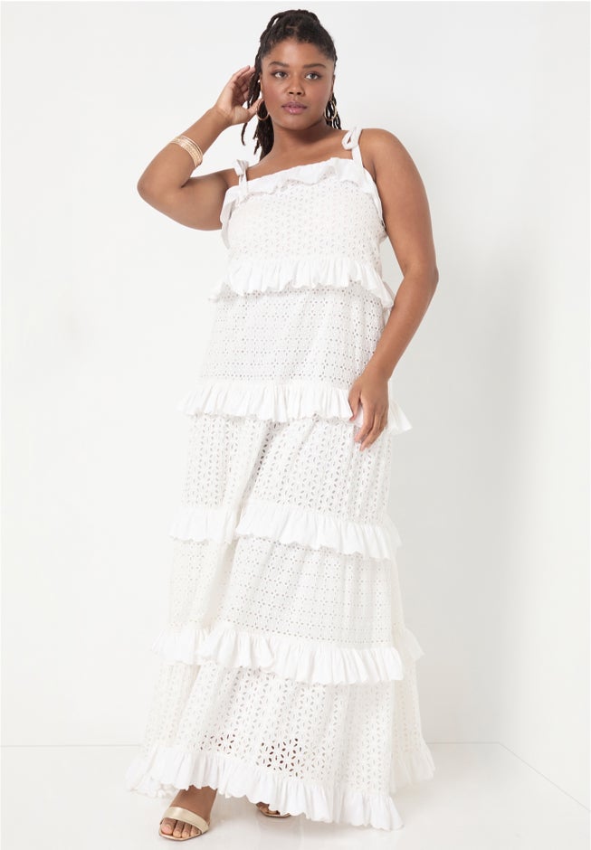 Eyelet Tiered Maxi Dress image number 3