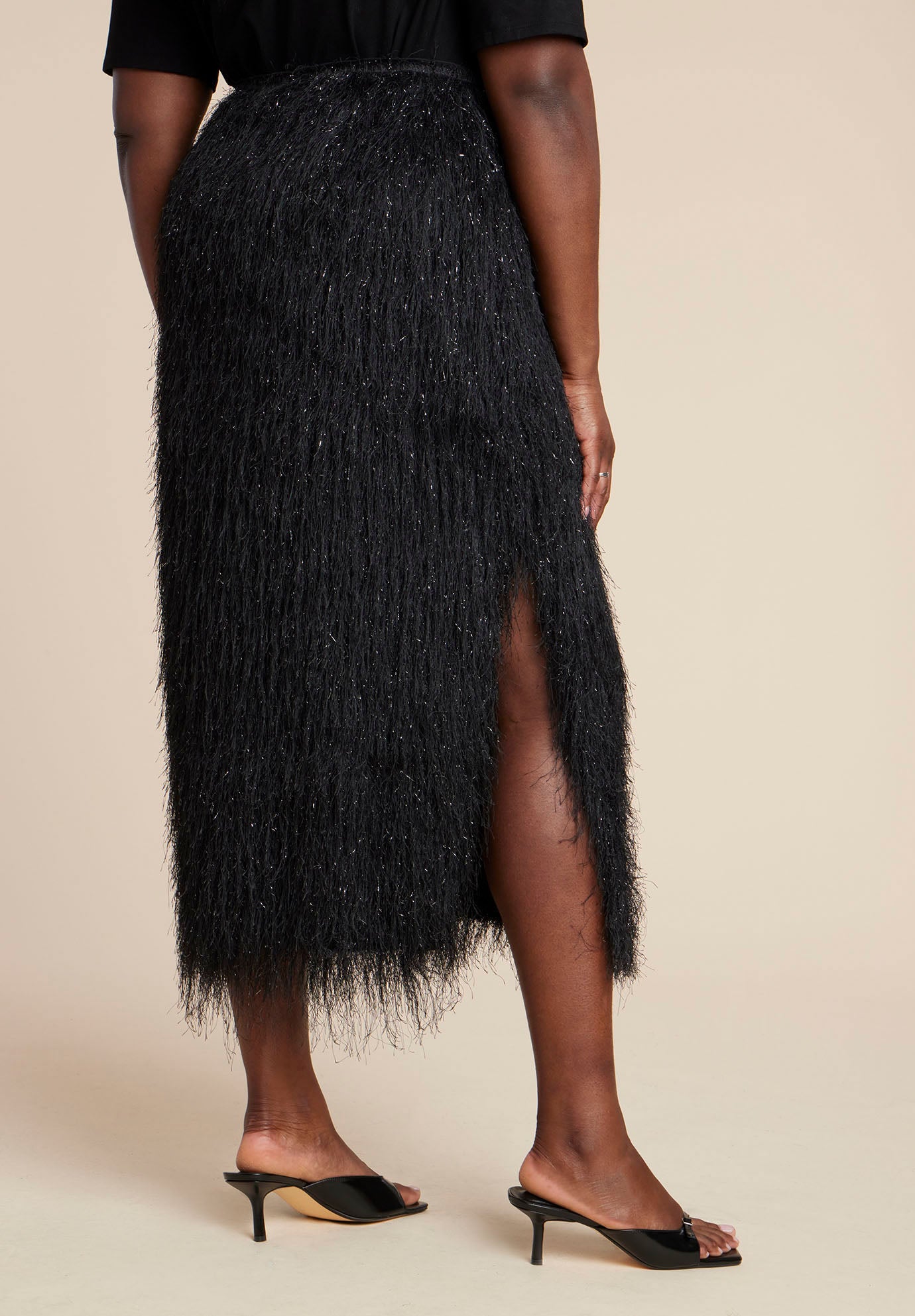  Sparkle Textural Fringe Column Skirt image number 2