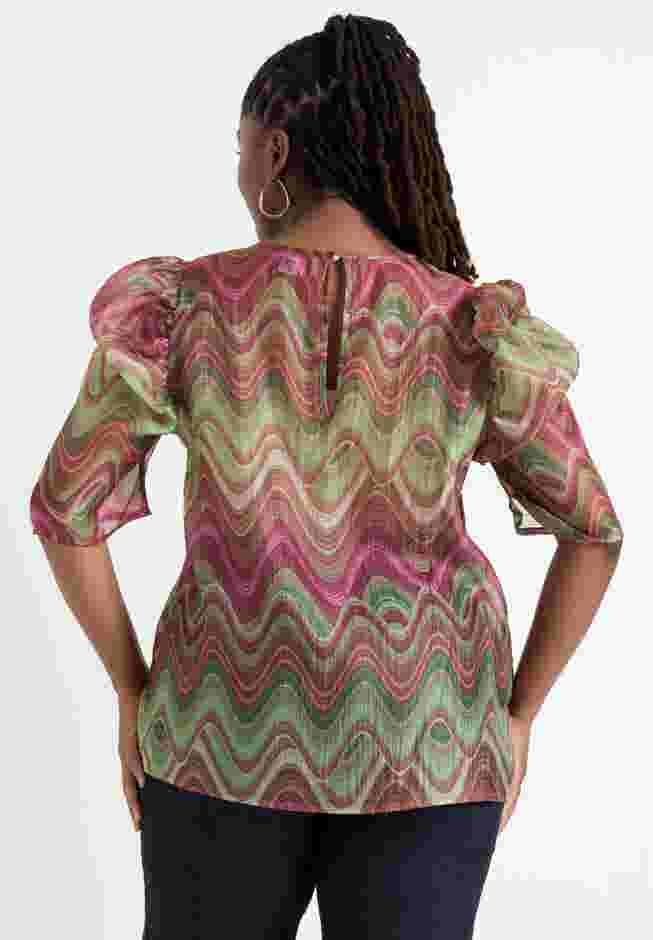 Mutton-Sleeve Organza Blouse image number 1