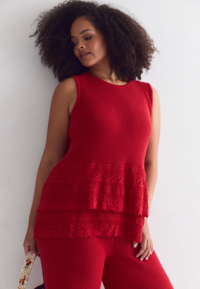 Ruffled-Hem Peplum Tank Top image number 4