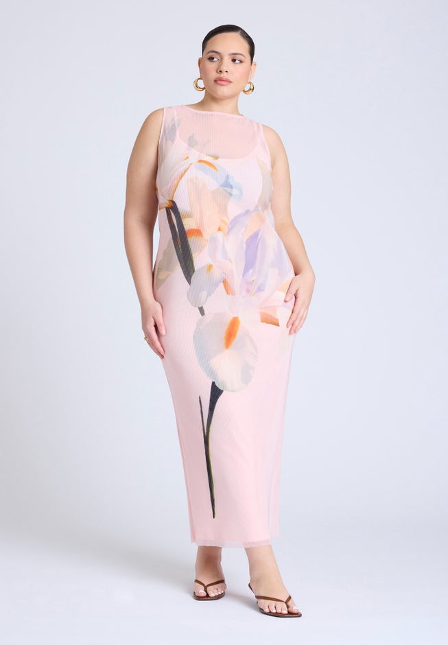 Pleated Chiffon Dress image number null