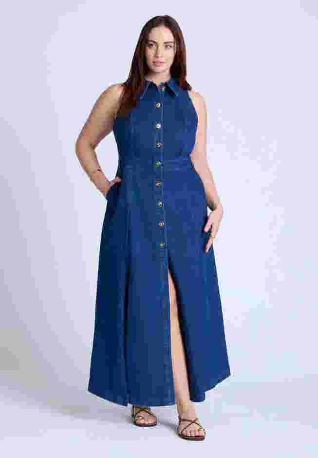  Sleeveless Denim Midi Dress  image number 1