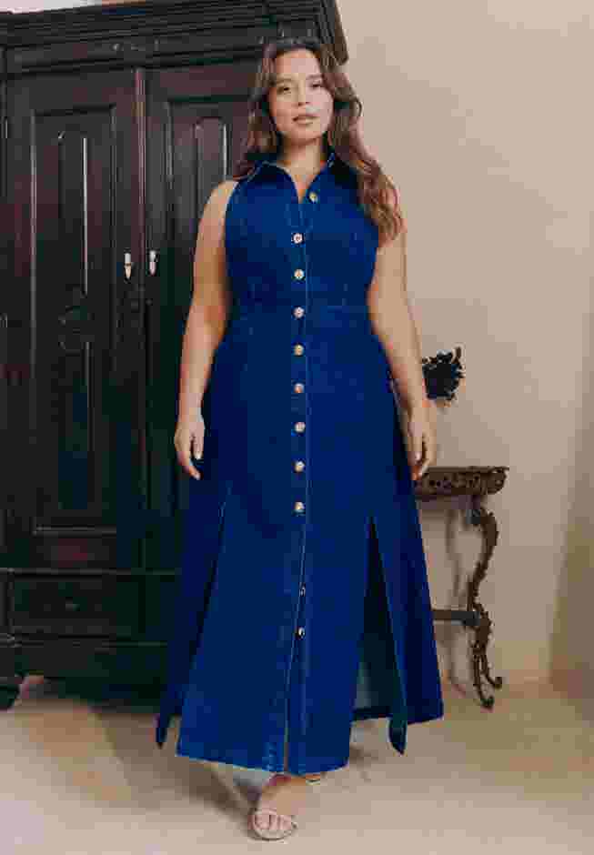  Sleeveless Denim Midi Dress  image number 0