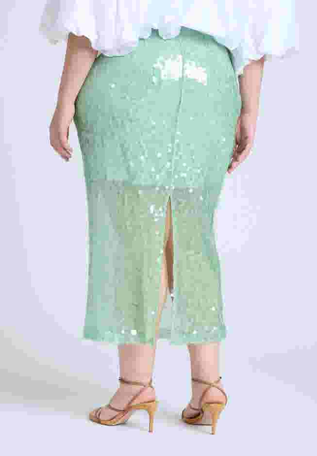  Semi Sheer Sequin Midi Skirt  image number 3