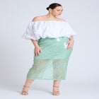  Semi Sheer Sequin Midi Skirt  image number null