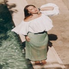  Semi Sheer Sequin Midi Skirt  image number null