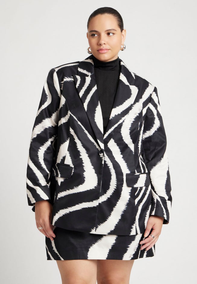 Oversized Printed Blazer image number null