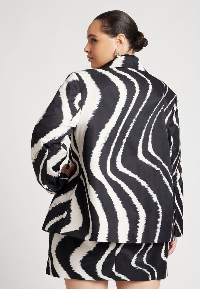 Oversized Printed Blazer image number null