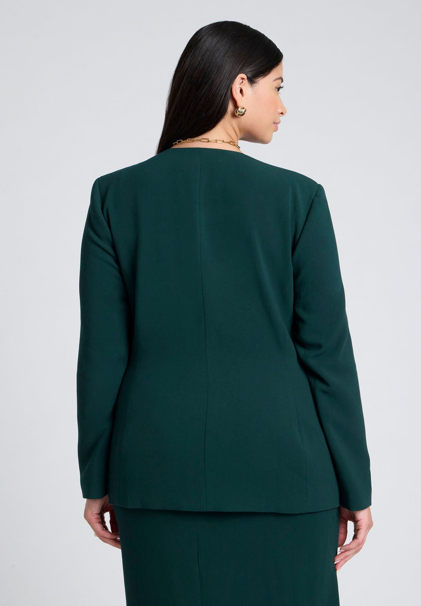 The 365 Semi Stretch Double Breast Collarless Blazer image number 1