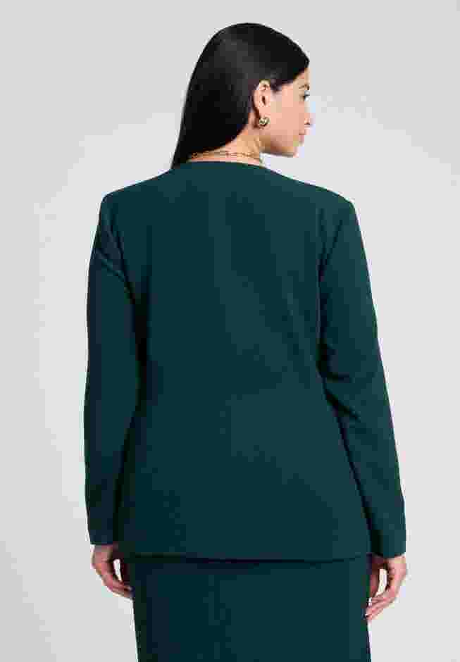 The 365 Semi Stretch Double Breast Collarless Blazer image number 1