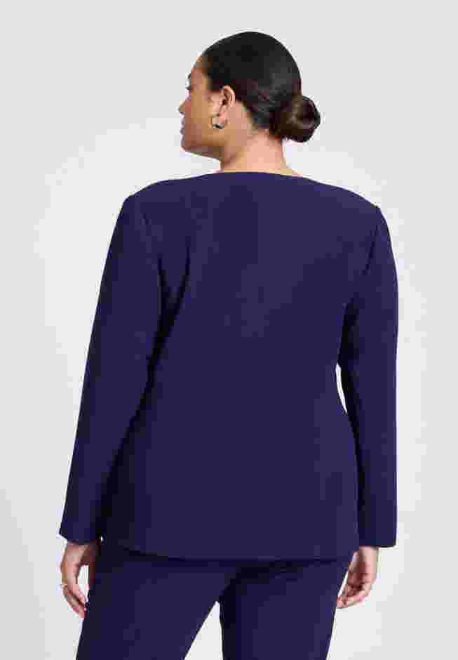 The 365 Semi Stretch Double Breast Collarless Blazer image number 1