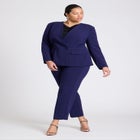 The 365 Semi Stretch Double Breast Collarless Blazer image number null