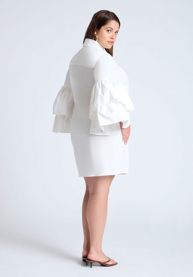 Poplin Ruffle Sleeve Dress image number null