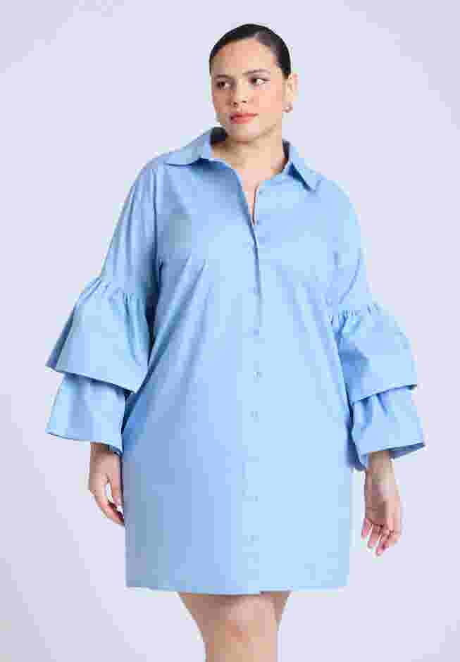  Poplin Ruffle Sleeve Dress  image number 2