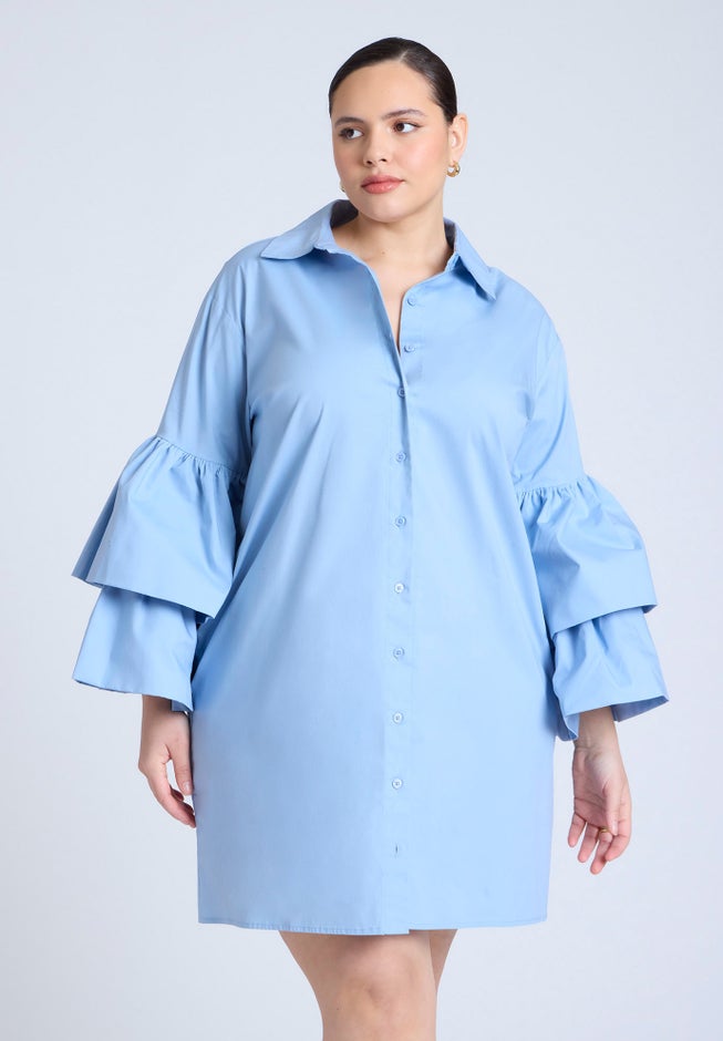  Poplin Ruffle Sleeve Dress  image number 2