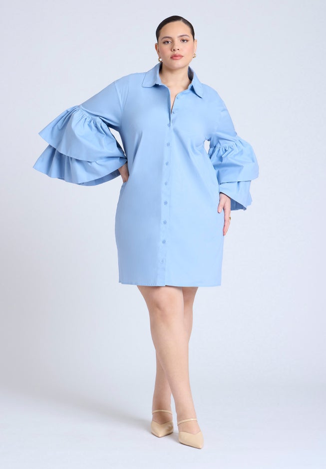 Poplin Ruffle Sleeve Dress image number 0