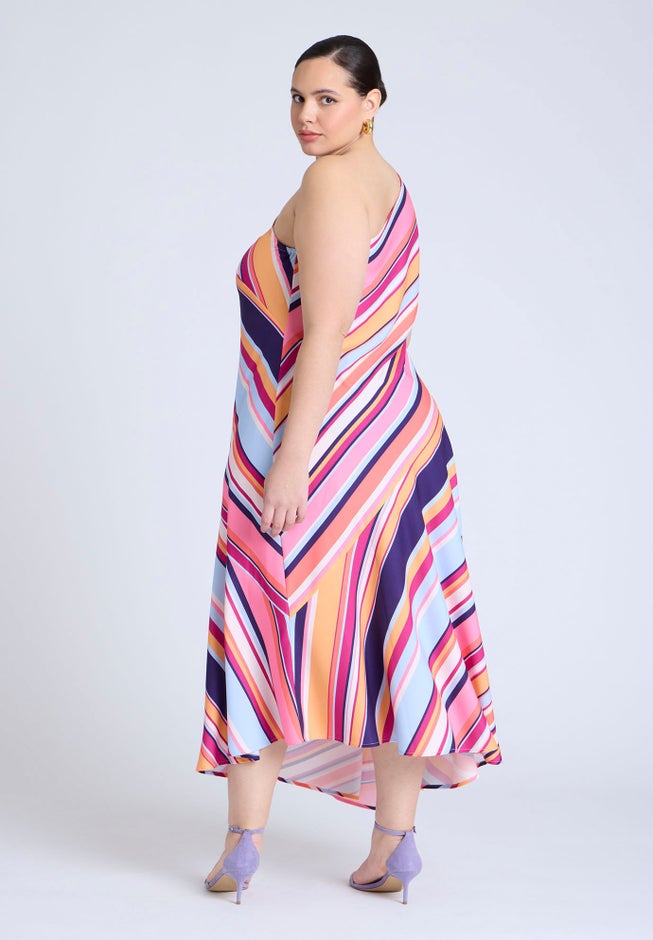 One Shoulder Multi Color Dress image number null