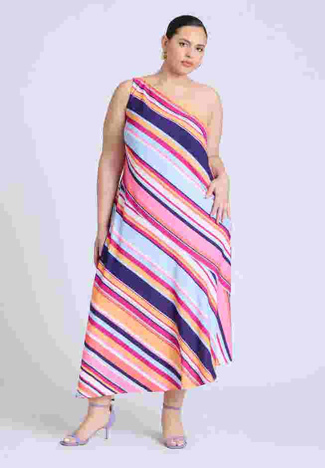  One Shoulder Multi Color Dress  image number 0