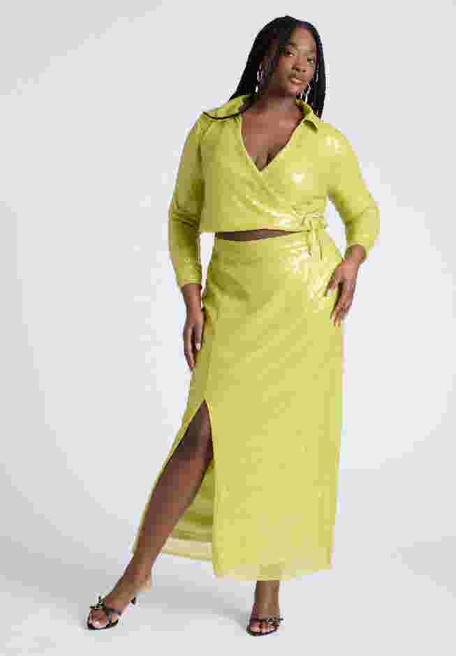  Sequin Wrap Collared Top  image number 2