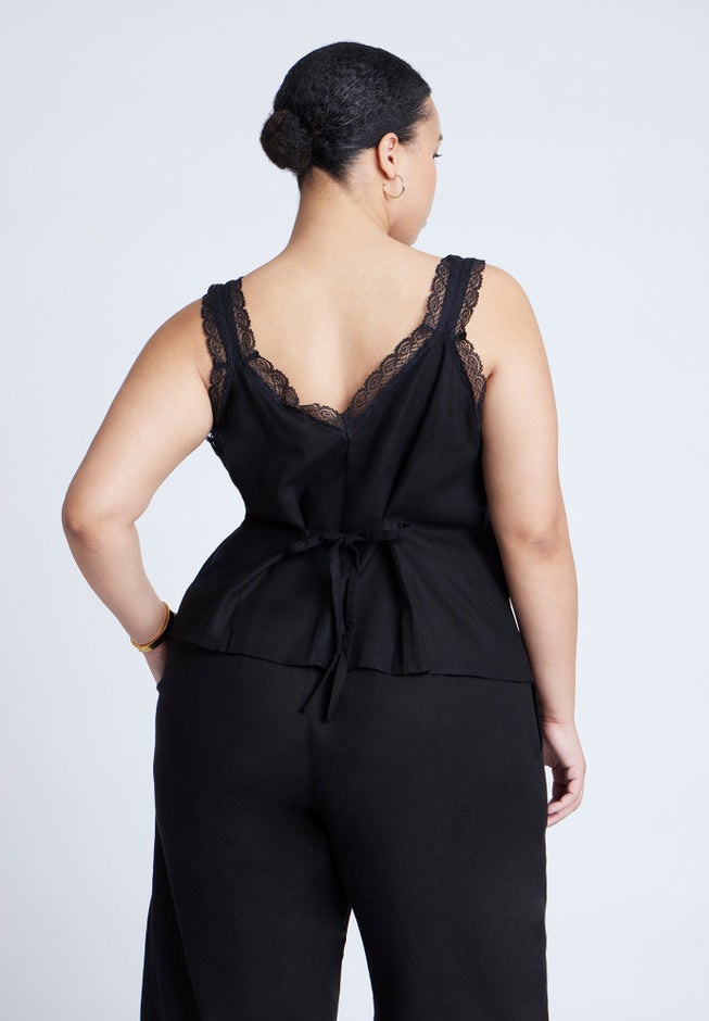 Lace Detail V-Neck Top image number null