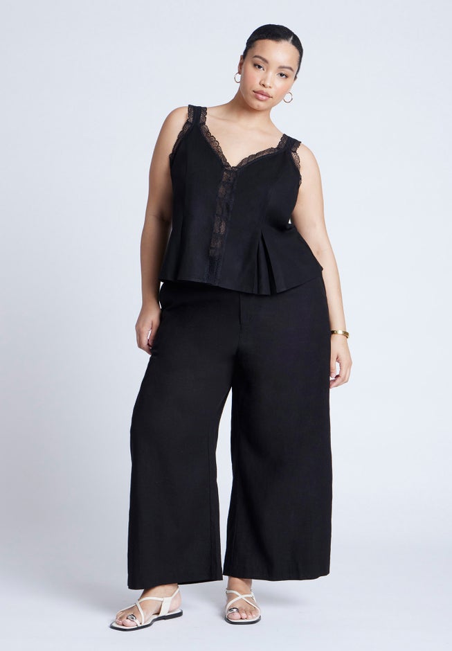 Lace Detail V-Neck Top image number null