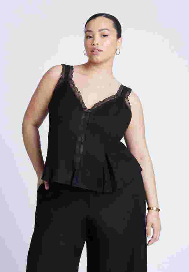 Lace Detail V-Neck Top image number 0