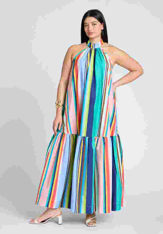 Multi Stripe Trapeze Maxi Dress image number 0