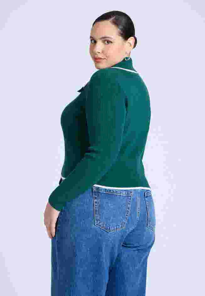  Oversized Collar Ribbed Sweater  image number 1