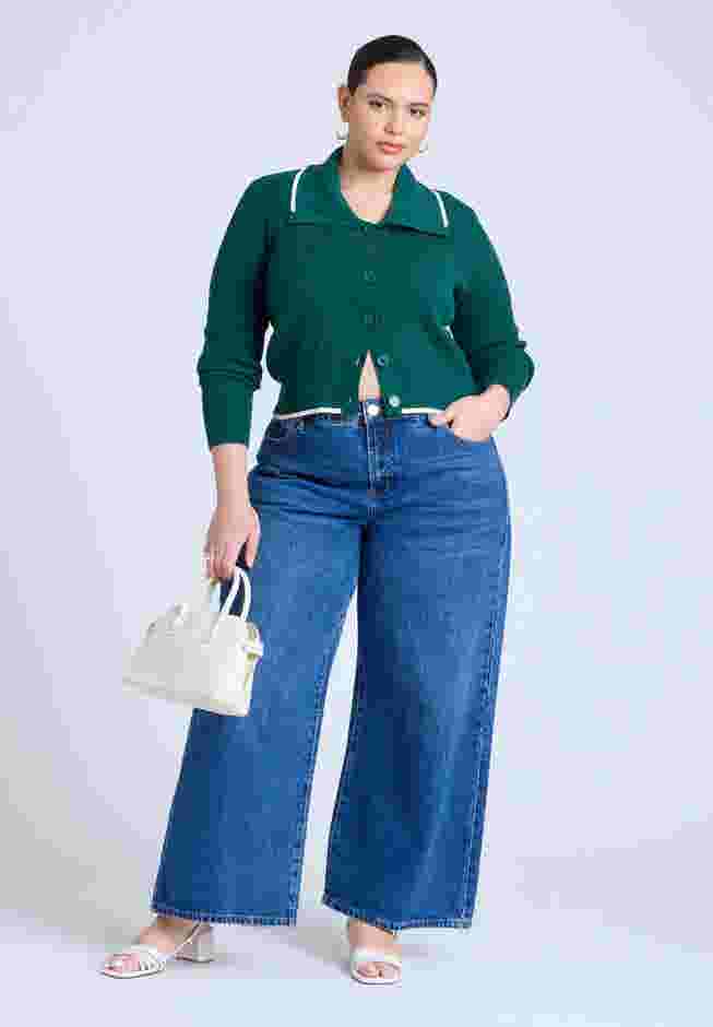  Oversized Collar Ribbed Sweater  image number 3