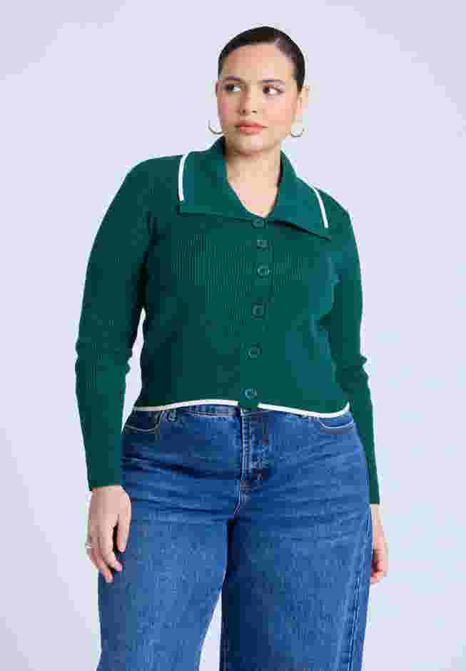  Oversized Collar Ribbed Sweater  image number 0