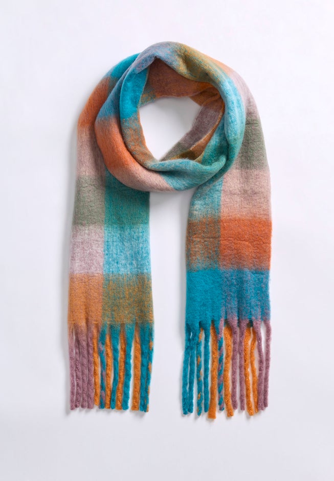 Checkered Fringe Scarf image number null